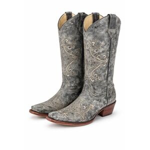 Circle G Corral Boots Womens 8.5 Distressed Gray Embroidered Western
